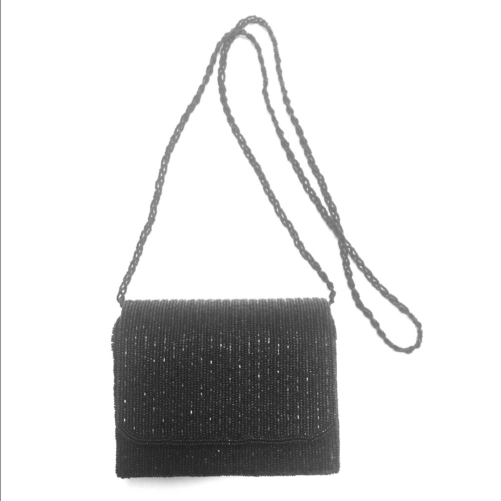 La Regale Black Beaded Clutch